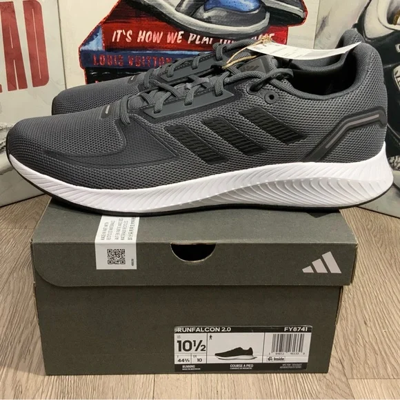 Adidas Men Run Falcon 2.0 FY8741 Gray Running Shoes Sneakers Men's Multi Sizes - Picture 4 of 13
